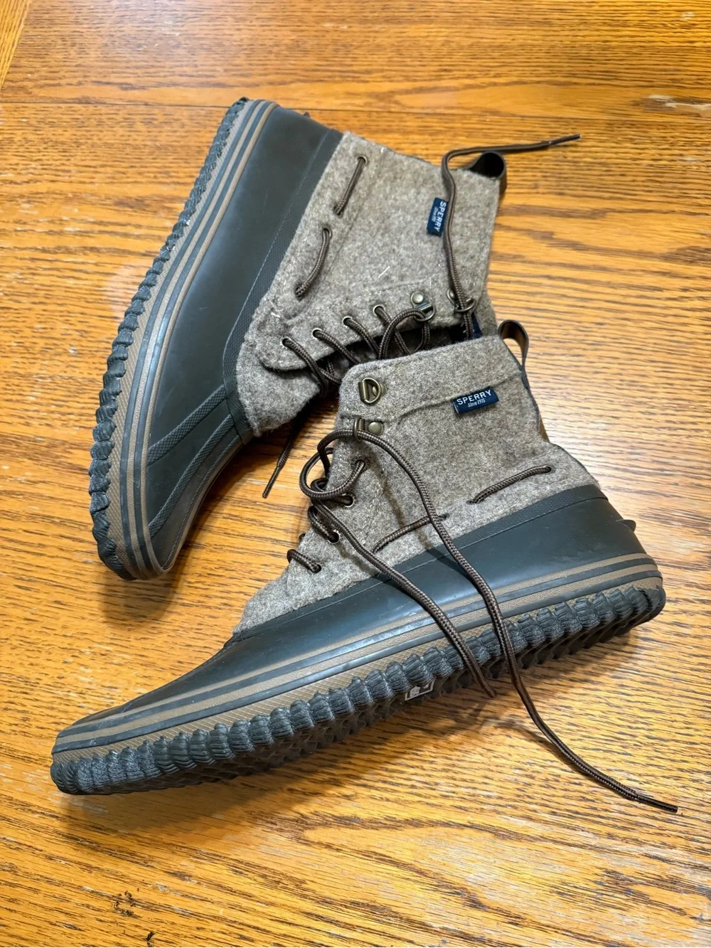 Sperry Men’s Brown Wool-Blend & Black Rubber Duck Boots-12
